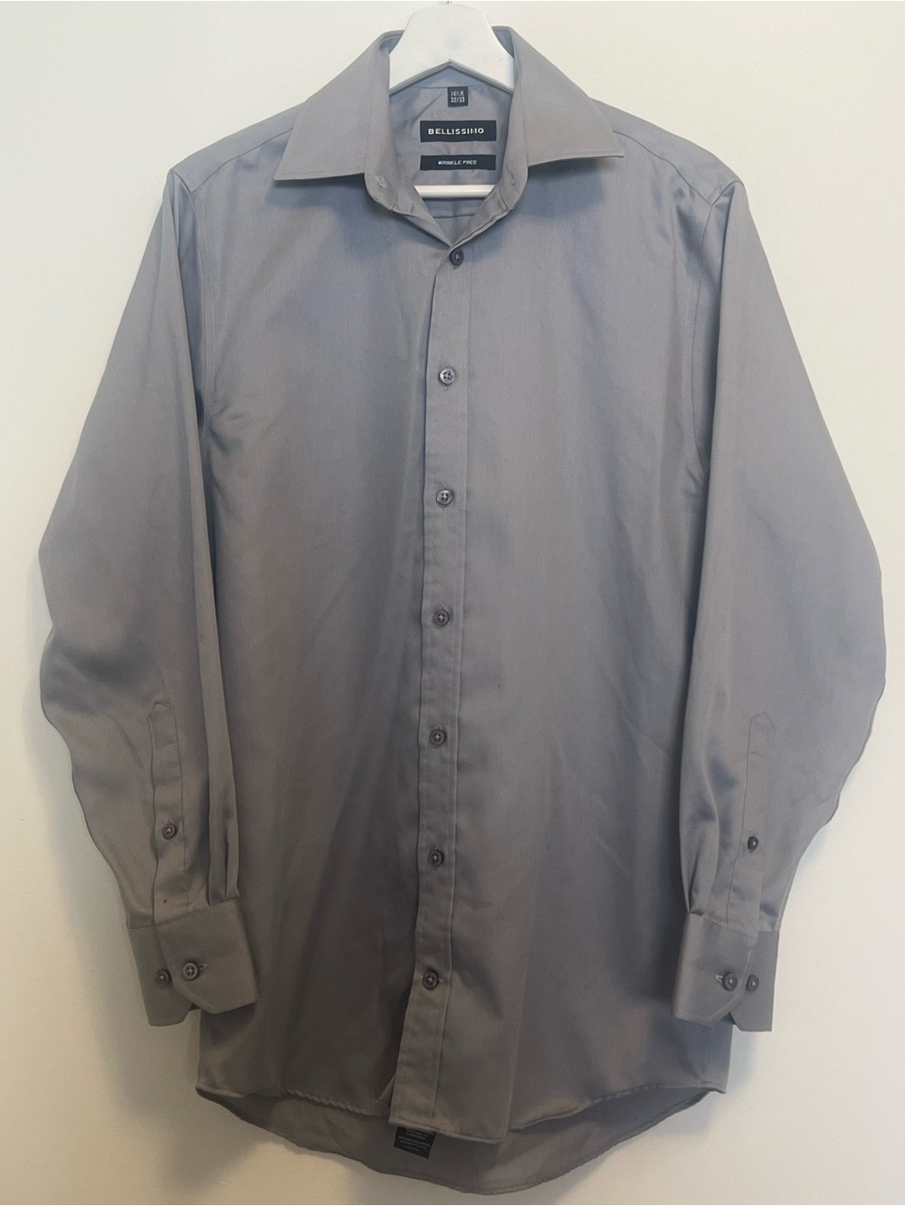 Bellissimo Men's Light Grey Long-Sleeve Dress Shirt